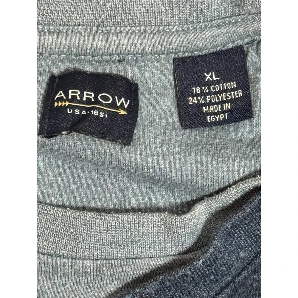 Arrow Men's V-Neck Long Sleeve Textured Knit Sweater XL Blue Cotton Blend